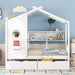 White Twin HouseShaped Bed Frame With StorageSpace