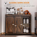 Industrial Farmhouse Buffet Cabinet, Kitchen Sideboard with Sliding Barn Doors, Three Drawers and Adjustable Shelves for Living Room, Rustic Brown