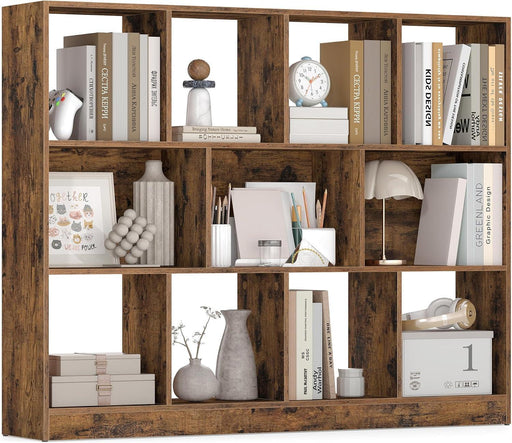 Custos Collection - Bookshelf, 3-Tier Bookcase, Book Shelf, Open Storage Shelf, 9.4 X 49.6 X 39.4 Inches, for Living Room, Home Office, Dining Room, Rustic Brown ULBC454K01