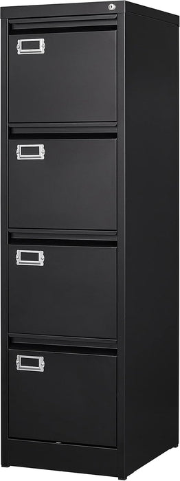 4 Drawer File Cabinet with Lock Metal Vertical File Cabinet Office Home Vertical File Cabinet for A4 Legal/Letter Size Narrow File Cabinet Locked,Assembly Required