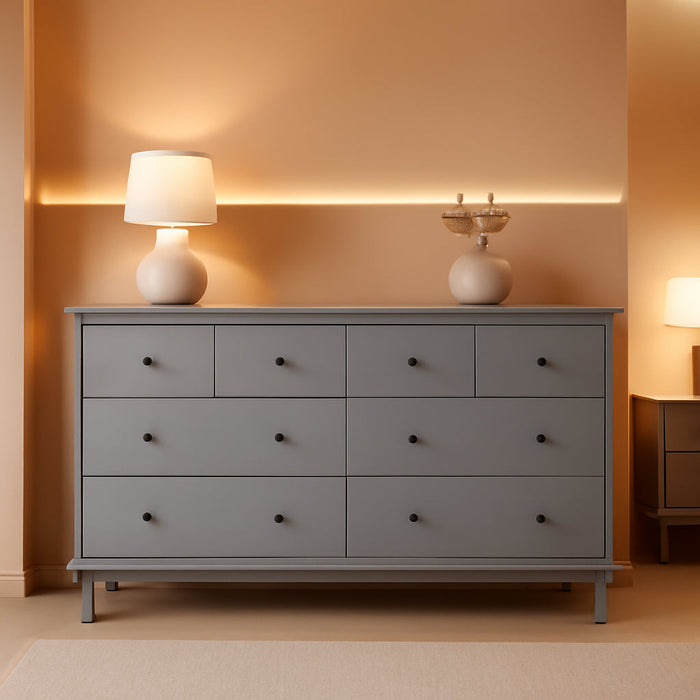 Greyish Handcrafted Solid Pinewood Dresser Six Drawer