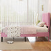 Twin Size Bed Frame with Upholstered Headboard, Velvet & Pink