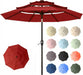 10Ft Patio Umbrella, 3 Tier Outdoor Market Table Umbrellas with 8 Fiberglass Ribs and Push Button Tilt, Windproof, Vented Canopy, UV Protection for Deck, Pool, Backyard, Red