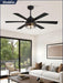48" Farmhouse Ceiling Fans with Lights and Remote,Industrial Large Ceiling Fan with 6-Speed Reversible DC Motor and 6 Dual Finish Blades,Black Ceiling Fan with Light for Living Bedroom Patio
