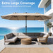 15FT Patio Umbrella, Double-Sided Outdoor Umbrella with Base Included, Large Standing Umbrella with Crank Handle & Ventilation, Rectangular Patio Umbrella for Pool, Backyard, Deck, Lawn & Beach