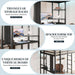 Loft Bed with Desk, Metal Loft Bed Twin Size with 2 Built-In Ladders, with Safety Guard,Space-Saving Bed Frame, Noise Free for Small Bedroom, Black (Twin Size)