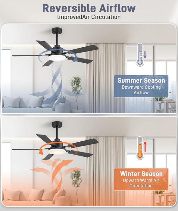 Ceiling Fan Lights, 52" Ceiling Fans with Lights and Remote, Farmhouse Ceiling Fans with Light Quiet Reversible DC Motor, Dual-Finish LED Ceiling Fan Light for Living Room, Bedroom, Kitchen