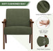 Corduroy Accent Chair, Mid-Century Modern Armchair with Solid Wood Legs, Reading Leisure Chair with High Back for Living Room Bedroom Waiting Room Dark Green