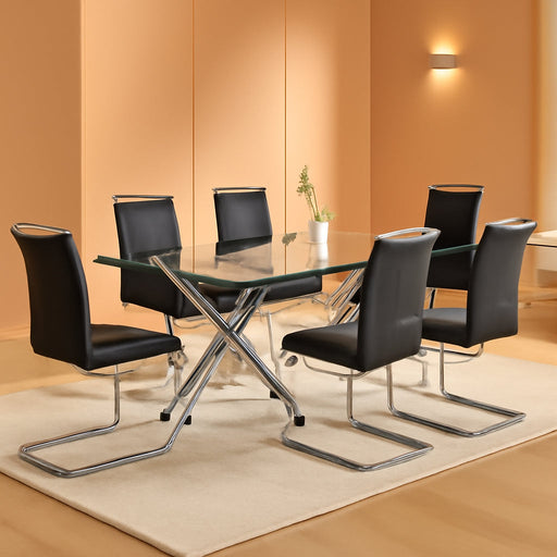 6-Piece Armless Dining Room Chairs with Metal Legs, Black