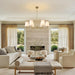 36-Inch Goldtone Brass Chandelier With Fabric Shade