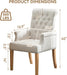 Fabric Dining Chair with Arms, Upholstered Tufted High Back Dining Room Chairs, Accent Armchair with Solid Wood Leg and Nailhead Trim, Kitchen Dining Living Room, Beige