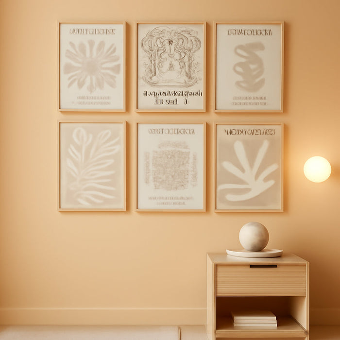 Laywhq Henri Matisse Wall Art Abstract Flower Canvas Wall Decor Neutral Gray Beige Picasso Line Mid Century Aesthetic Paintings Prints Posters for Bedroom Living Room Gallery Set of 6 8X10In Unframed