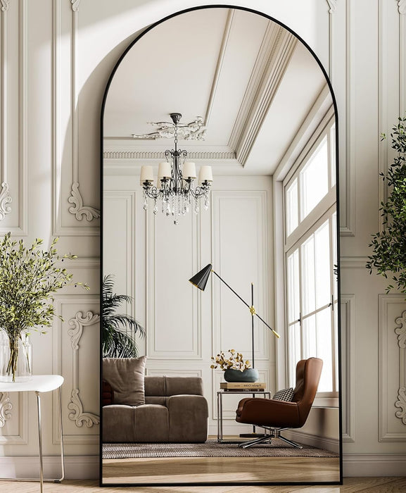 -34X76 Inch Wall Mount Arched Full Length Mirror-Aluminum Alloy Frame High Definition-Full Body Mirror for Bedroom or Living Room,Black