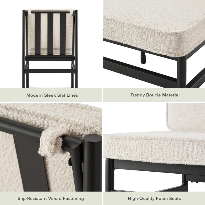 Odelia Dining Chairs, Kitchen Chairs, Dining Room Chairs, Black Dining Chairs, Sturdy Bifma-Certified Rust-Free Metal Frame and Removable Cushion Covers (2, Pearl White Boucle, One Size)