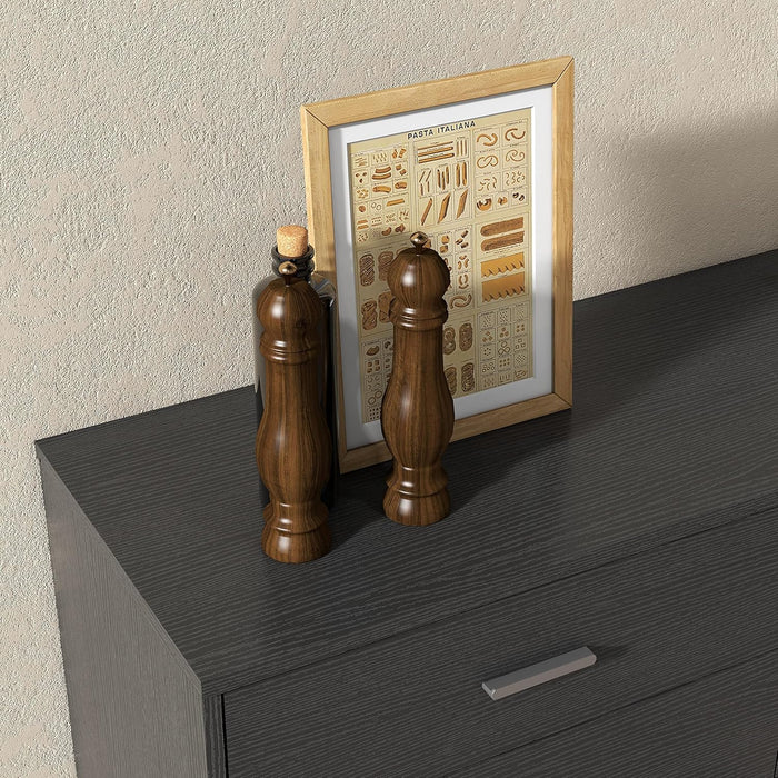 Dresser for Bedroom with 5/6 Drawers, Wooden Chest of Drawers, Storage Organizer Unit Dressers for Bedroom, Living Room, Hallway, Nursery (Black, 6 Drawer)