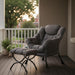 Dark GreyVelour Upholstered Accent Chair With Ottoman
