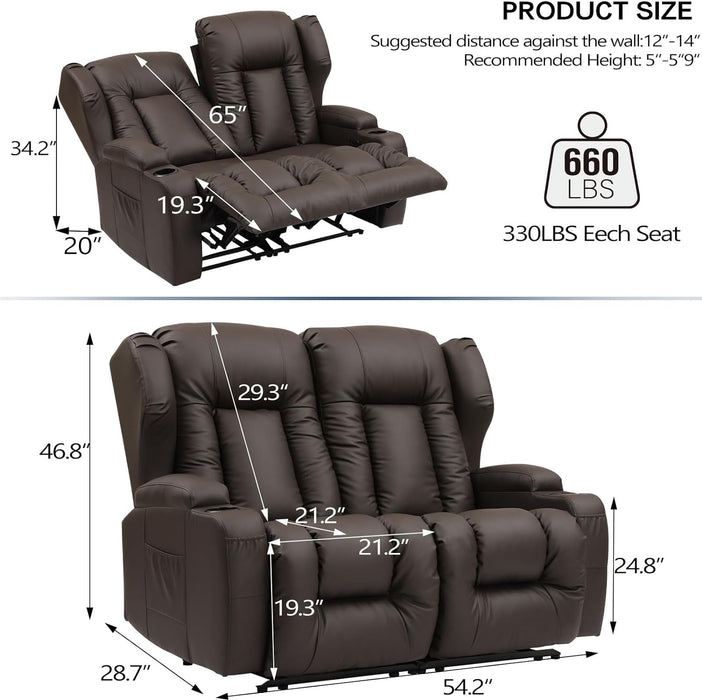 54" RV Recliner Loveseat - Manual