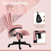 6 Point Vibrating Massage Office Chair with Heat, Velvet High Back Executive Office Chair with Reclining Backrest, Padded Armrests and Remote, Pink