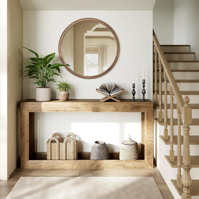 Narrow Console Tables, 63" Couch Table behind Sofa, Extra Long Console Table for Entryway, Hallway, Living Room, Entrance, Foyer, Modern Light Oak Brown