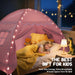 Toddler Bed Tent Canopy: Lights & Flags Indoor Floor Kids Play Tent Playhouse - Portable & Foldable Twin Bunk Bed Curtains - Twin Bed Tent for Girls Gifts (Pink)