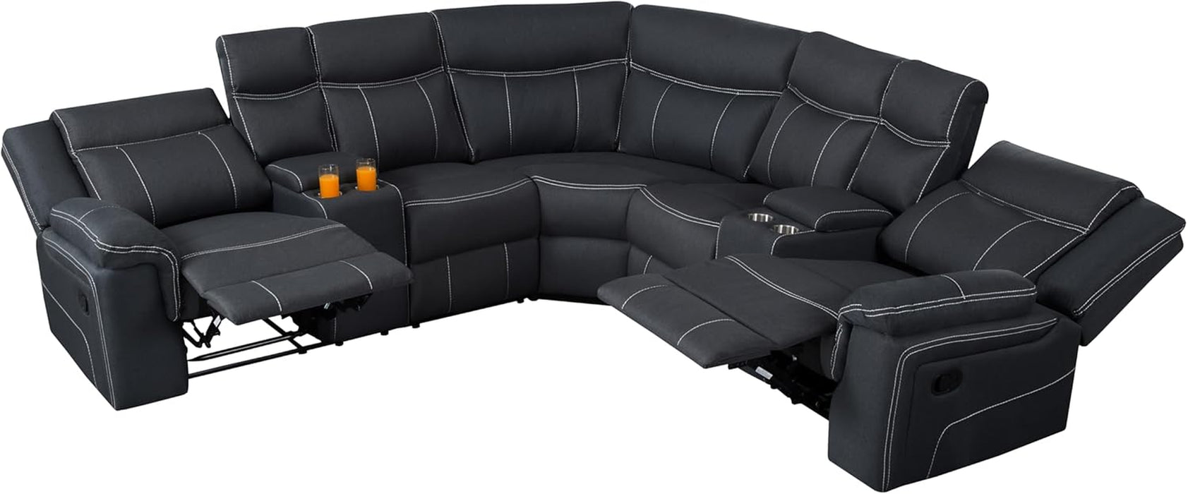 Modern 5-Seater Reclining Sectional Sofa with Storage