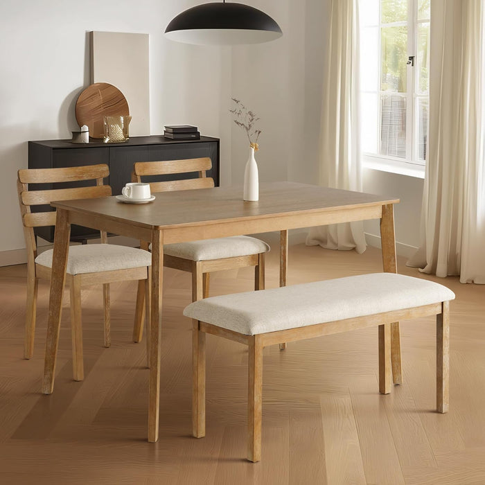 Farmhouse Dining Table Small, Mid Century Modern 47" Dining Table for 4-6 Person, Wooden Legs, Leisure Coffee Table for Kitchen Dining Room