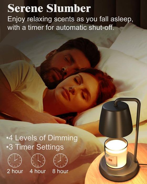 Candle Warmer Lamp with Timer and Dimmer - Electric Candle Lamp Warmer for Jar Candles - Ideal Home Decor Gift for Women, Daughter, and Mom - Includes 2 Bulbs (Black)