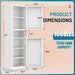 67 Inches Tall Narrow White Adjustable StorageCabinet