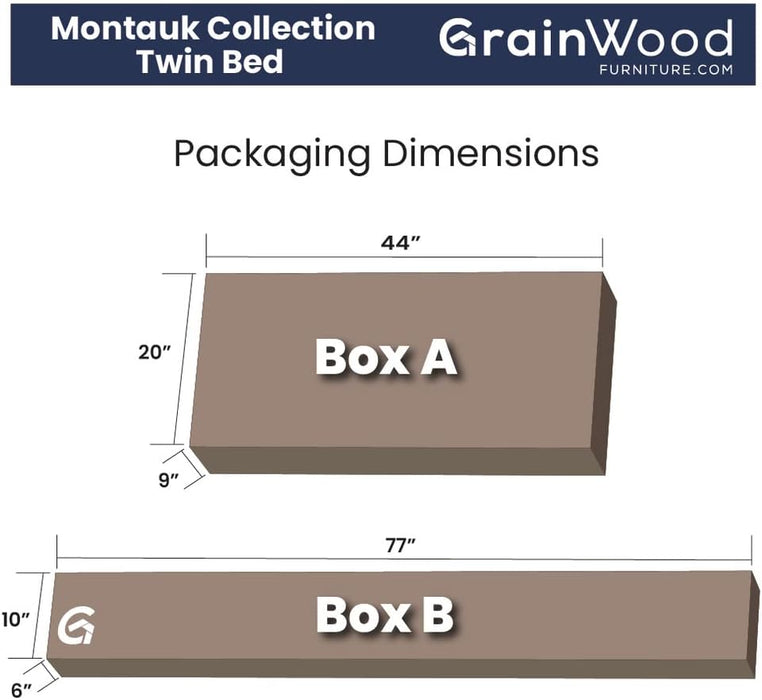 Montauk Solid Wood Bed, Twin Size, Rustic Off-White