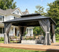 12Ft X 16Ft Hardtop Gazebo, Aluminum Metal Outdoor Gazebo with Breathable Netting and Curtains, Galvanized Steel Double Top, Permanent Patio Pavilion for Backyard, Wedding, Party