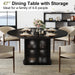 Black round Dining Table for 4, 47 Inch Dining Room Table with Storage | Modern Kitchen Tables with Fridge Space, Industrial Wood Dinner Tables for Home Kitchen Living Room, Black Oak, Only Table