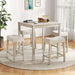 5-Piece Bar Table Set, Square Breakfast Set for 4 W/Padded Stools, Small Kitchen Table Set W/Rubber Wood Legs, Space-Saving Dining Table Set for Living Room, Kitchen, Small Space