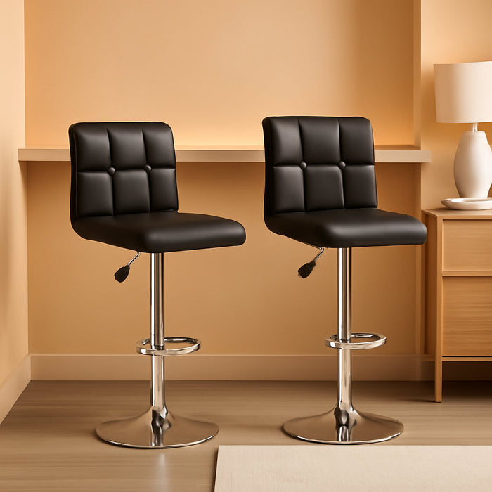 Barstools Set of 2 Counter Height Bar Stools Height Adjustable Back PU Leather Swivel Bar Stool Bar Chairs Hydraulic Swivel Dining Chairs for Kitchen Bar Restaurant Living Room,Black