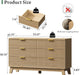 Fluted Dresser with 6 Drawers, 54" Wide Modern Chest of Drawers with Metal Handle, Wooden Dresser TV Stand, Wood Closet Clothes Storage Organizer for Bedroom, Living Room, Hallway, Natural Oak