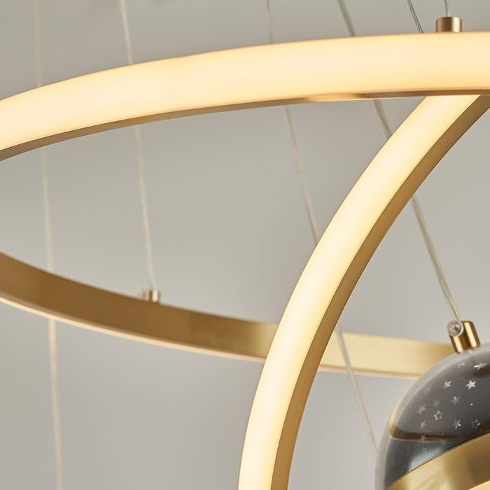 Gold Triple Light LED Ceiling Chandeliers Dimmable