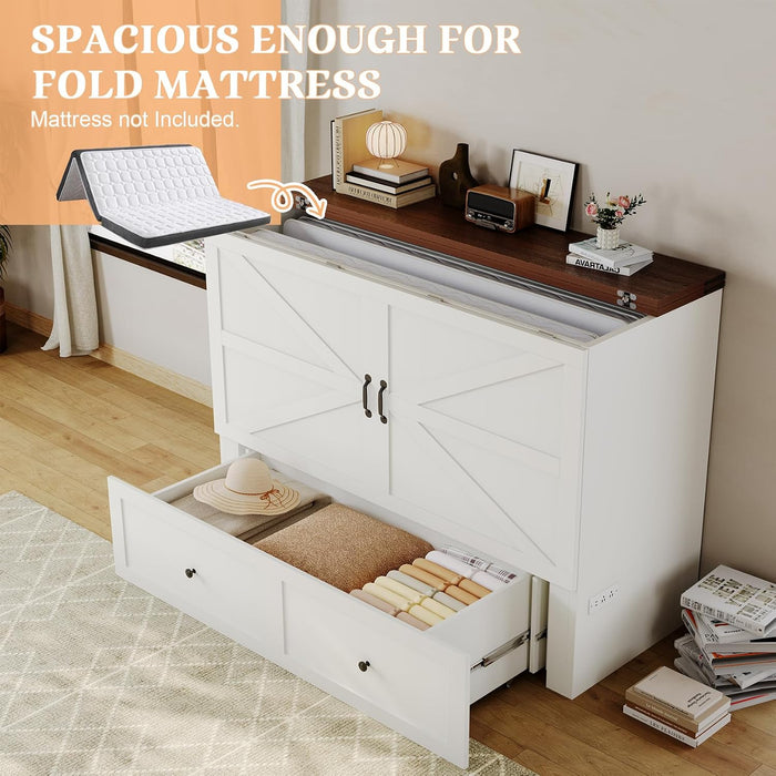 Full Size Murphy Bed Cabinet With ChargingStationPro