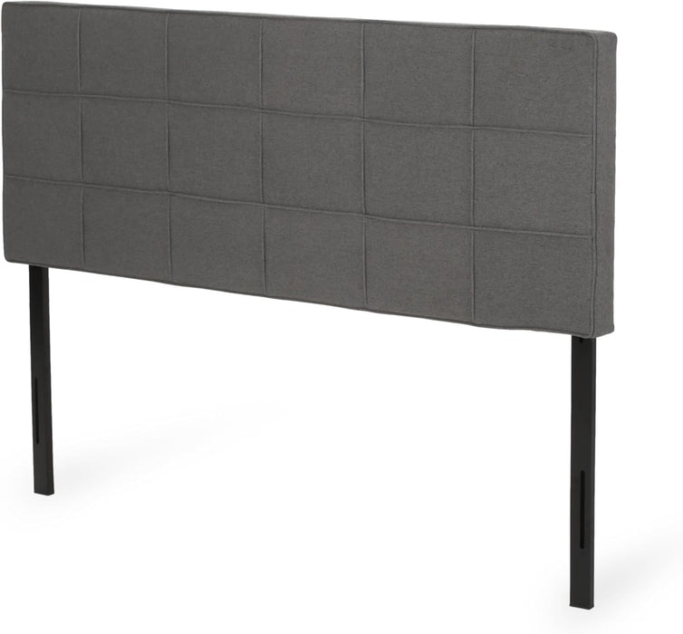 King Size Upholstered Headboard with Tufted Waffle Stitching Design, Adjustable Height, Modern Style, Perfect for Bedroom (Charcoal Grey)