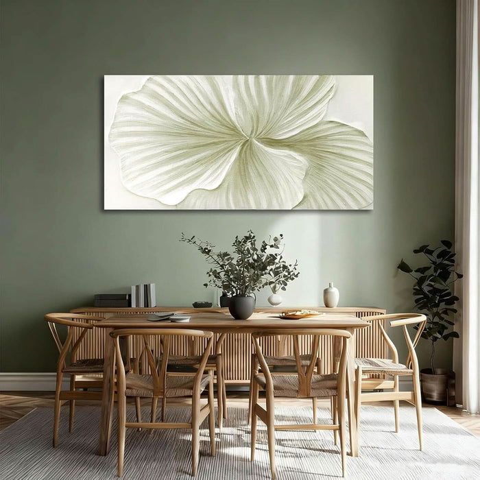 Large Green Flower Wall Art Plant Ginkgo Canvas Hand-Drawn Painting Modern 29X58 Abstract Botanical Artwork Minimalist Decoration for Living Room Bedroom Office