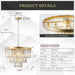 20" Modern Crystal Chandeliers,7 Lights Gold round Light Fixture