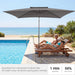 6.6 X 10 Ft Rectangular Patio Umbrella, Outdoor Market Table Umbrella with Push Button Tilt and Crank, Double-Tier Vent, 6 Ribs, Rectangle Patio Umbrella for Backyard, Deck, Pool, Fits 4–6 Chairs and Tables (Grey)