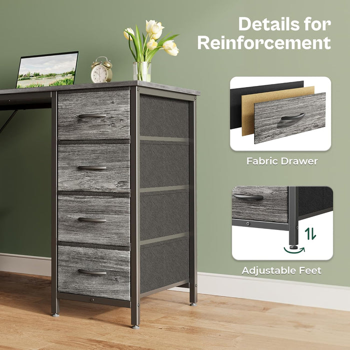 47 Inch Computer Desk with 8 Drawers, Office Desk Work Desk for Home Office, Study, Gaming Desk with Fabric Drawers, Large Storage, Grey