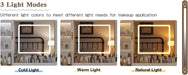 Makeup Vanity with LED Lighted Mirror & Built-In Power Socket, Dressing Table with Single Cabinet & 2 Storage Drawers, Bedroom Vanity Desk Station with Matching Stool (052 White)