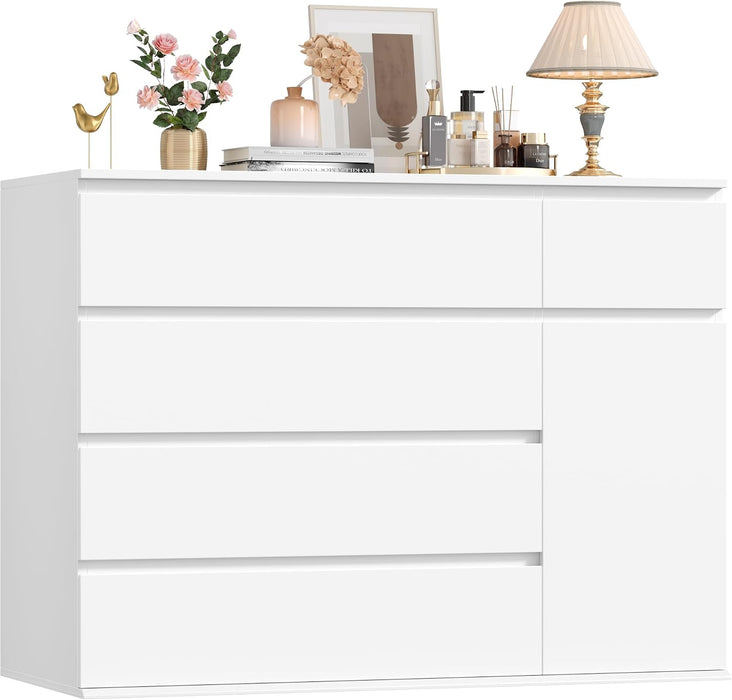 White Dresser, Dresser for Bedroom, Wide Chest of Drawers