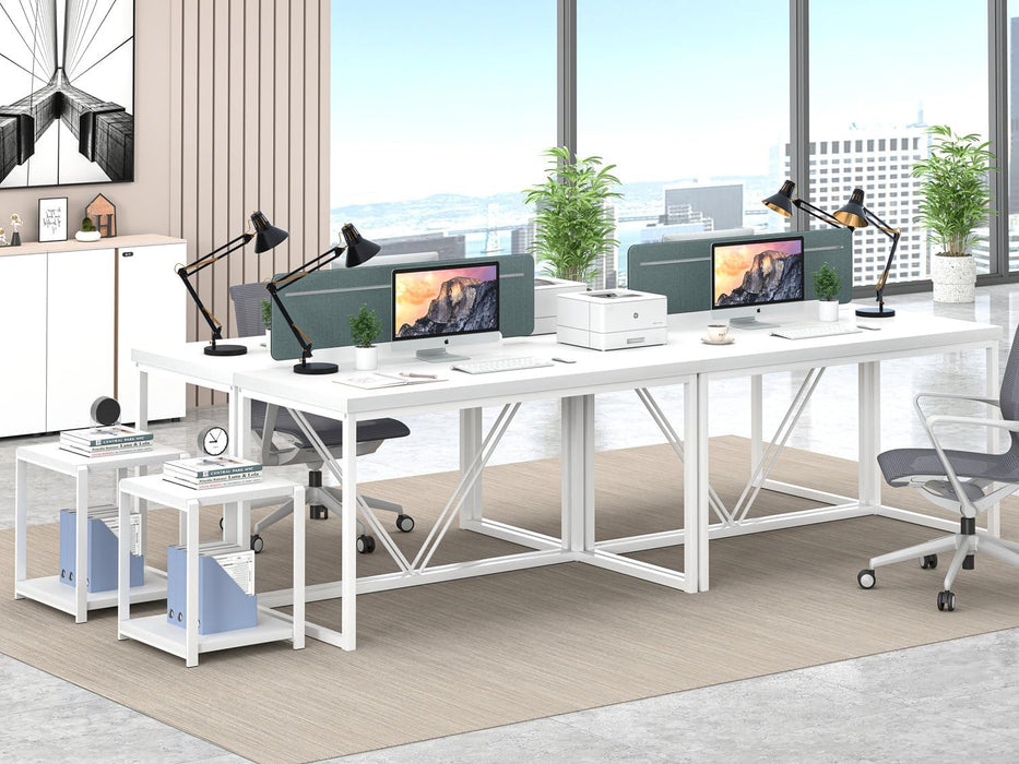 White Computer Desk, Modern Home Office Desk, Small Wood Study Writing Table Workstation for Bedroom Living Room, 47 Inch