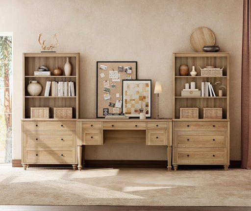 Oak Executive Workstation Set With Wireless Charging