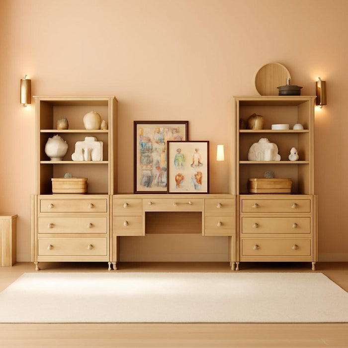 Oak Executive Workstation Set With Wireless Charging