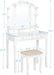 Makeup Vanity with Lights, Vanity Desk with Lighted Mirror and Stool, Vanity Table Set with 5 Drawers, 3 Light Settings, Adjustable Brightness, White