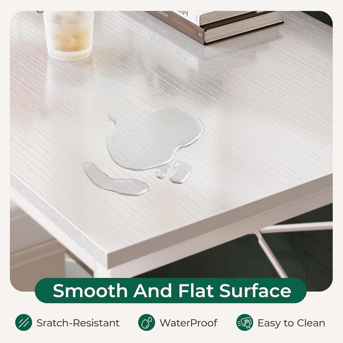 L Shaped Desk, 47 Inches Computer Desk with Reversible Storage Shelves, Gaming Desk, Corner Desk Home Office Desks, Writing Desk Study Desk with Metal Frame, White