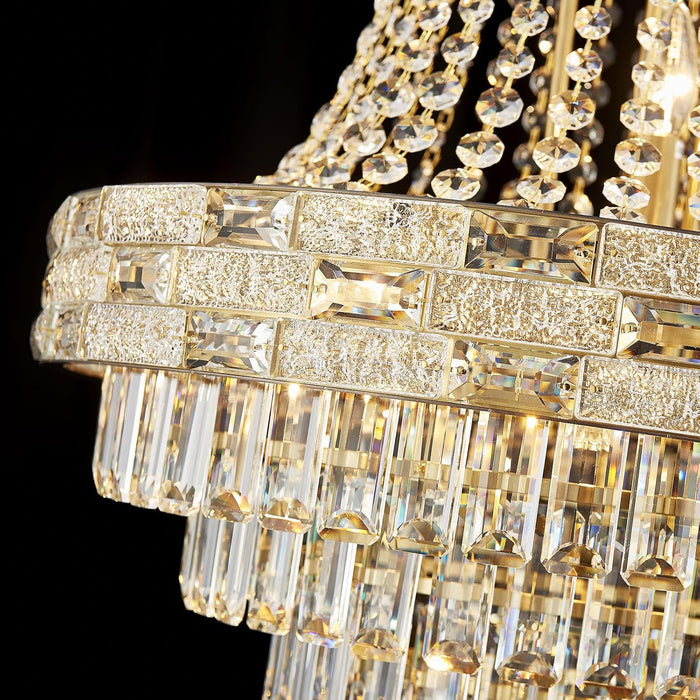 Crystal Chandelier 12 Lights 36Inches Gold Pendant