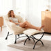 Large Lazy Chair and Ottoman for Adults, Accent Chair Oversized Lounge Armchair with Side Pocket & Footrest, Comfy Reading Chair Leisure Sofa for Bedroom, Living Room, Office (Corduroy, White, Single)